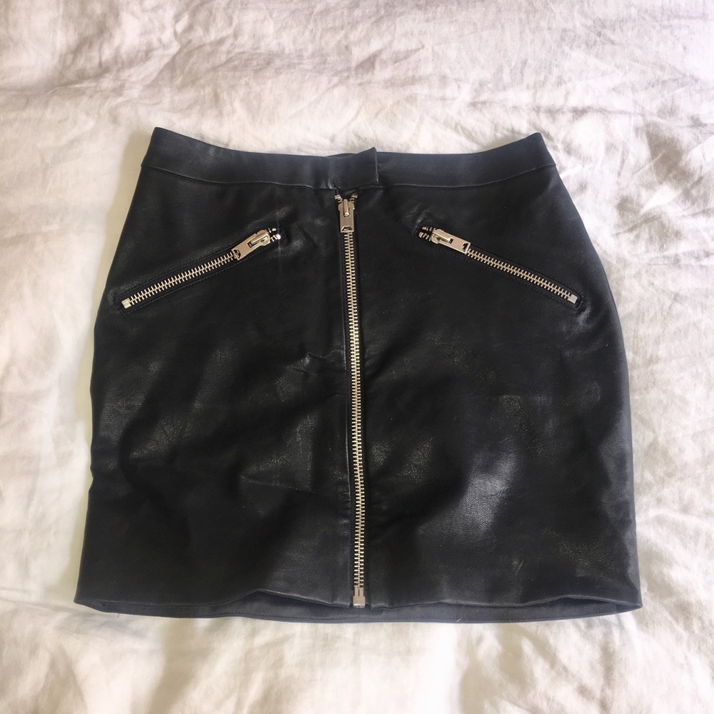 Bardot Black Faux Leather Skirt, Size S